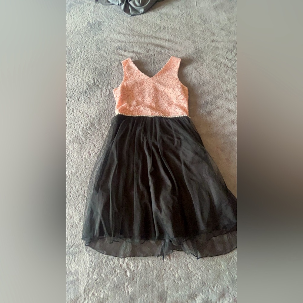 A flower pink and black kids dress